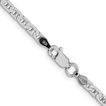 Sterling Silver Rhodium-Plated Flat Anchor Chains - 3.00 mm