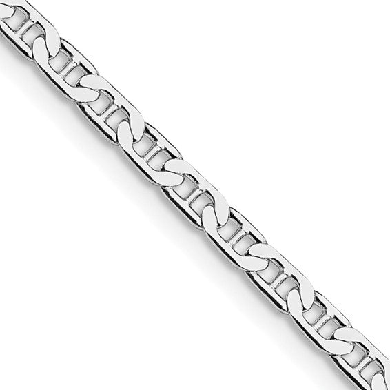 Sterling Silver Rhodium-Plated Flat Anchor Chains - 3.00 mm