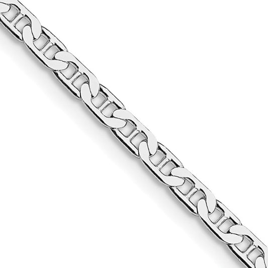 Sterling Silver Rhodium-Plated Flat Anchor Chains - 3.00 mm