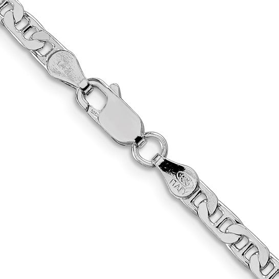 Sterling Silver Rhodium-Plated Flat Anchor Chains - 3.75 mm