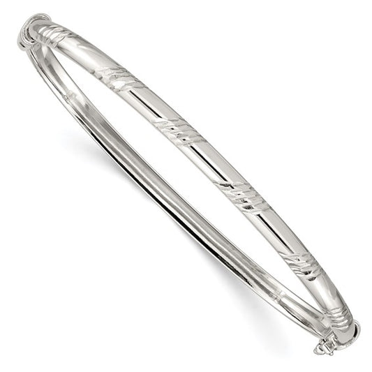 925 Sterling Silver Polished Hinged Bangle Bracelet
