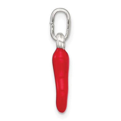 Sterling Silver Red Enamel Italian Horn Charm
