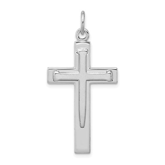 Sterling Silver Satin & Polished Cross Pendant