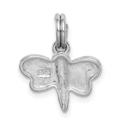 Sterling Silver Pink Glitter Enameled Dragonfly Charm Pendant