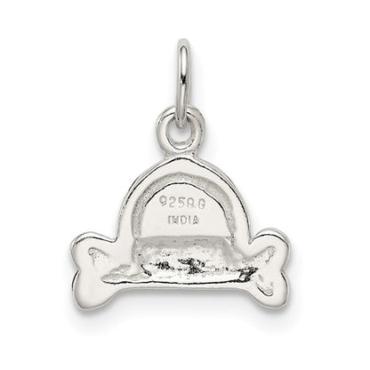 Sterling Silver Polished Enameled I Love My Dog Charm Pendant