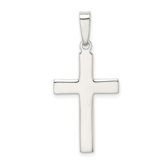 Sterling Silver Polished & Matte Finish Cross Pendant