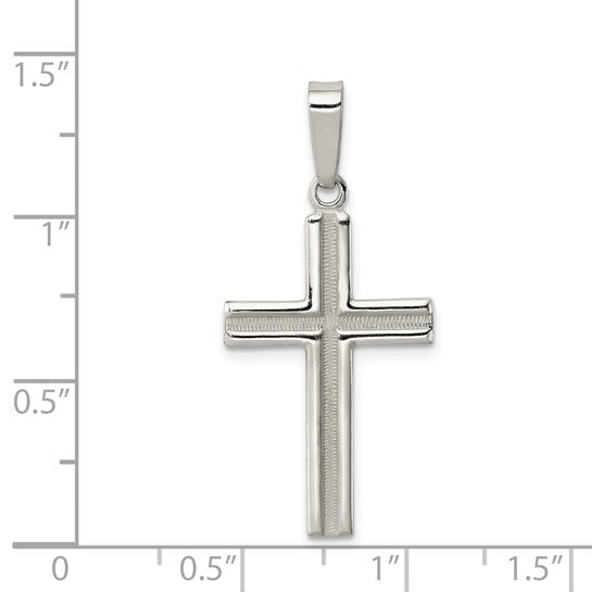 Sterling Silver Polished & Matte Finish Cross Pendant