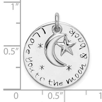 Sterling Silver I Love You To The Moon And Back Charm Pendant