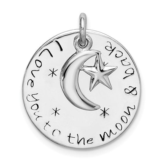 Sterling Silver I Love You To The Moon And Back Charm Pendant