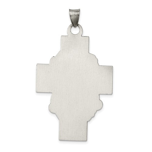 Sterling Silver Antiqued Christ Head Cross Pendant