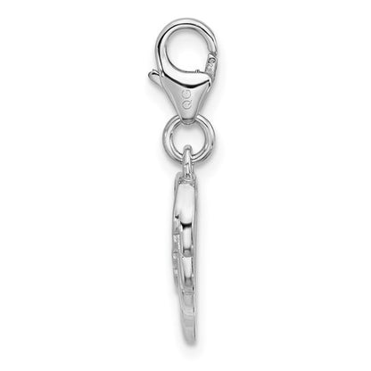 Sterling Silver Rhodium-Plated Angel Wing with CZ Charm with Fancy Lobster Clasp