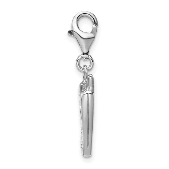 Sterling Silver Rhodium-Plated Polished CZ Cell Phone Charm with Fancy Lobster Clasp