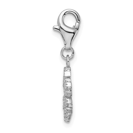 Sterling Silver Rhodium-Plated Polished CZ Snowflake Charm with Fancy Lobster Clasp