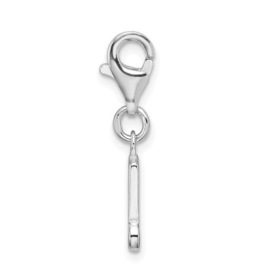 Sterling Silver Rhodium-Plated Polished Beamed Sixteenth Note Charm with Fancy Lobster Clasp