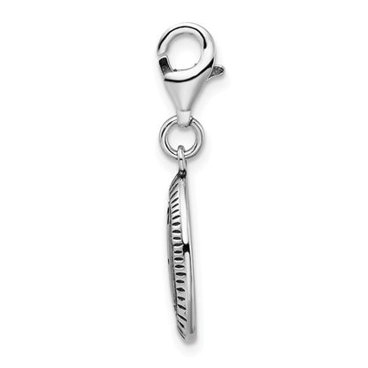 Sterling Silver Rhodium-Plated Polished Antiqued SPOILED Charm with Fancy Lobster Clasp