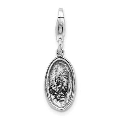 Sterling Silver Rhodium-Plated Polished Antiqued SPOILED Charm with Fancy Lobster Clasp