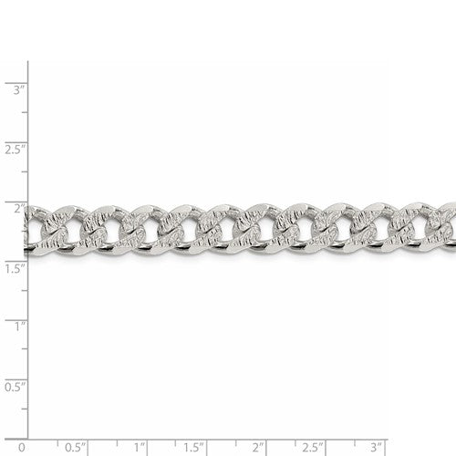 Sterling Silver Pave Cuban Link Bracelet - 10.50 mm