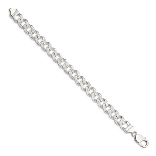 Sterling Silver Pave Cuban Link Bracelet - 10.50 mm