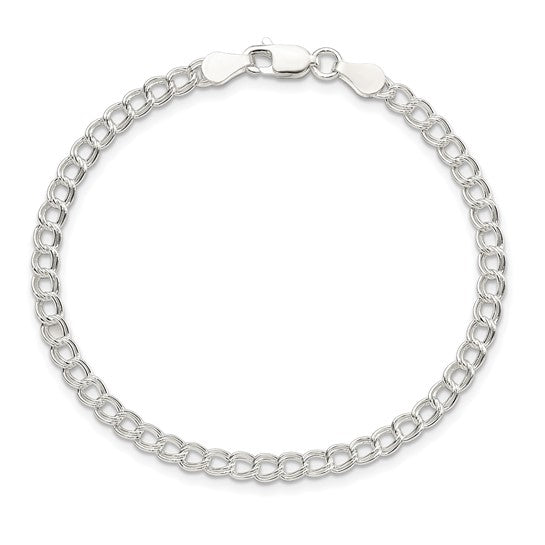 Sterling Silver 3.5mm Solid Double Link Charm Bracelet