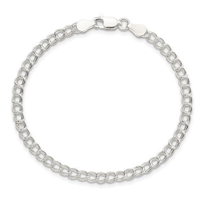 Sterling Silver 3.5mm Solid Double Link Charm Bracelet