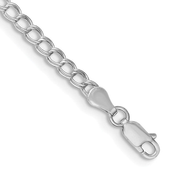 Sterling Silver 3.5mm Solid Double Link Charm Bracelet