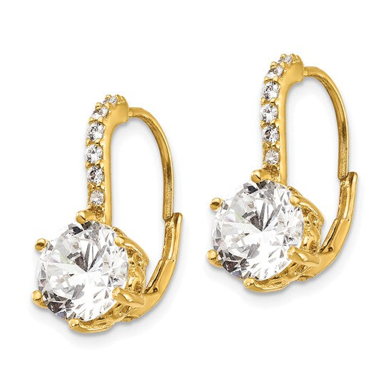 Sterling Silver Rhodium-Plated or Gold-Plated CZ Lever-Back Earrings -