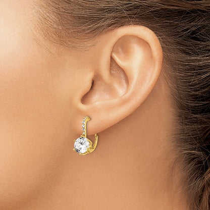 Sterling Silver Rhodium-Plated or Gold-Plated CZ Lever-Back Earrings -