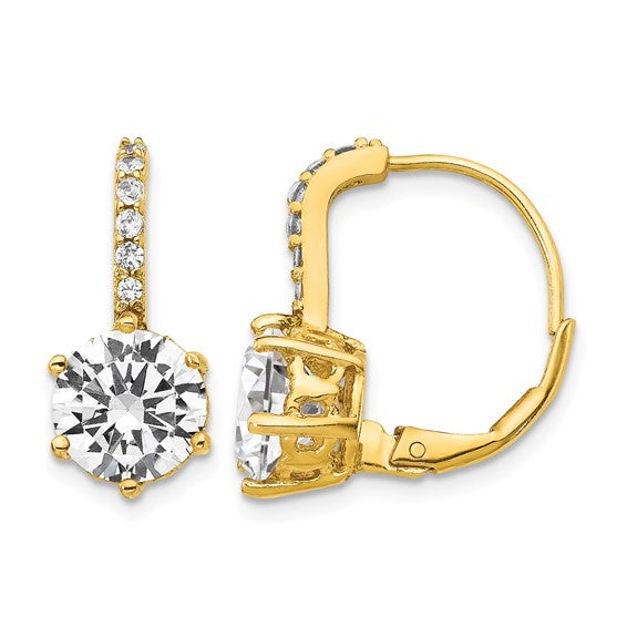 Sterling Silver Rhodium-Plated or Gold-Plated CZ Lever-Back Earrings -