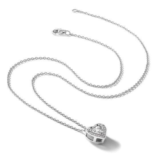 Sterling Silver CZ Heart Necklace