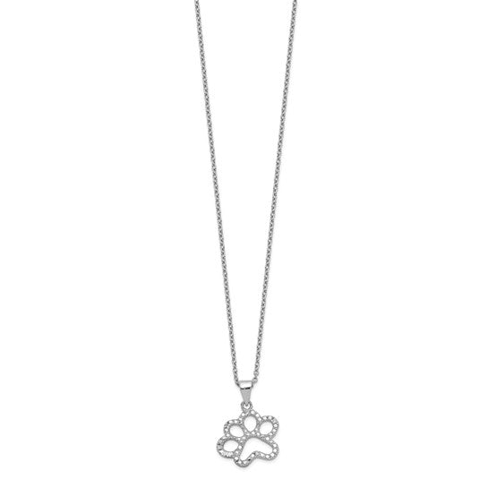 Sterling Silver CZ Paw Necklace