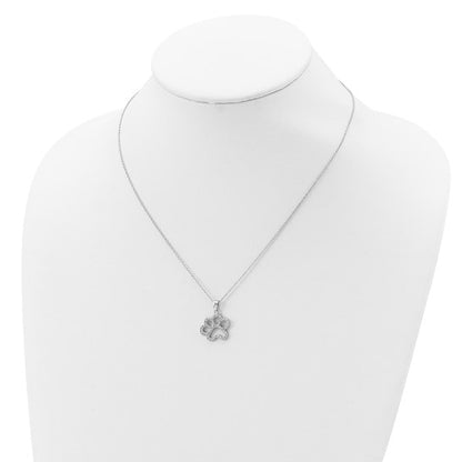 Sterling Silver CZ Paw Necklace