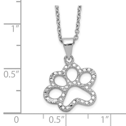 Sterling Silver CZ Paw Necklace