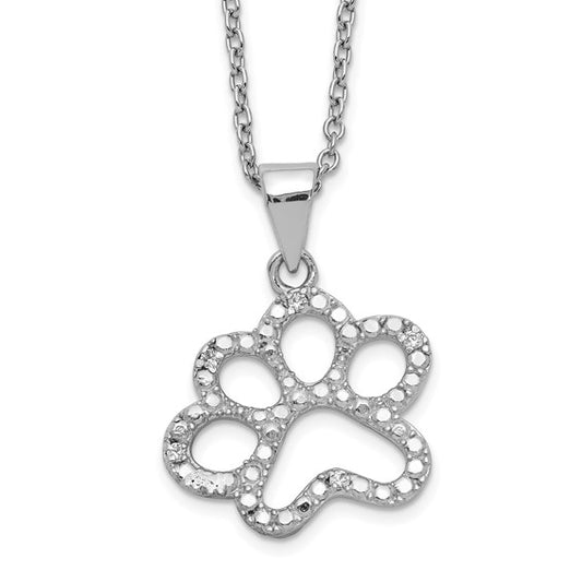 Sterling Silver CZ Paw Necklace