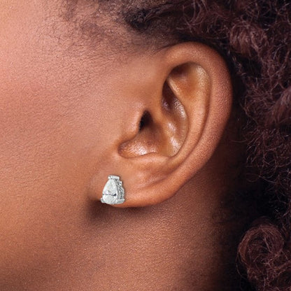 Sterling Silver Pear-Shaped CZ Stud Earrings with Pavé Gallery