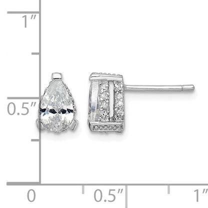 Sterling Silver Pear-Shaped CZ Stud Earrings with Pavé Gallery
