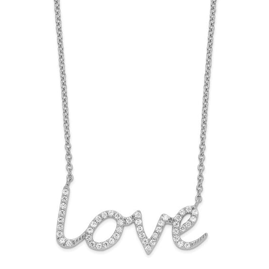 Sterling Silver CZ Love Necklace