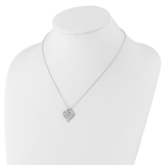 Sterling Silver CZ Heart Mom Necklace