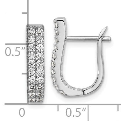 Sterling Silver Polished 2-Row CZ Hinged Hoop Earrings