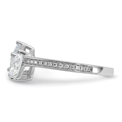 Sterling Silver Polished Pear & Princess-Cut CZ Ring