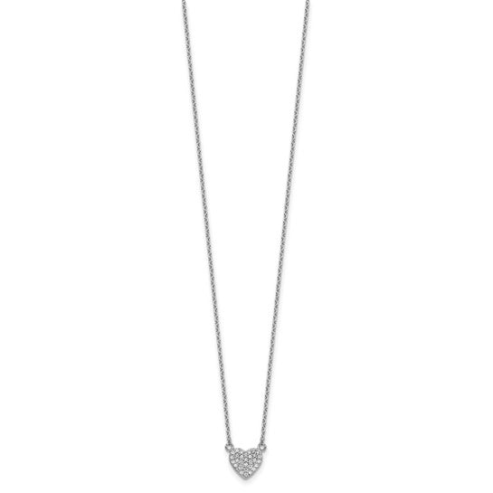 Sterling Silver Pave CZ Heart Necklace