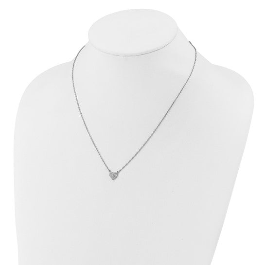 Sterling Silver Pave CZ Heart Necklace