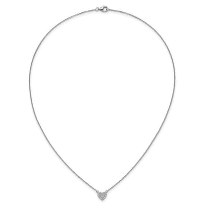 Sterling Silver Pave CZ Heart Necklace