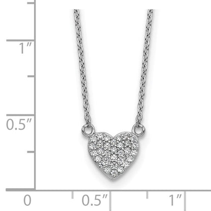 Sterling Silver Pave CZ Heart Necklace