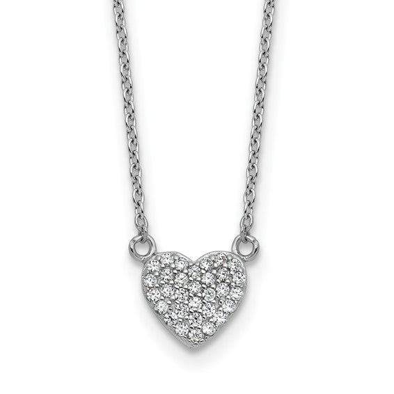 Sterling Silver Pave CZ Heart Necklace