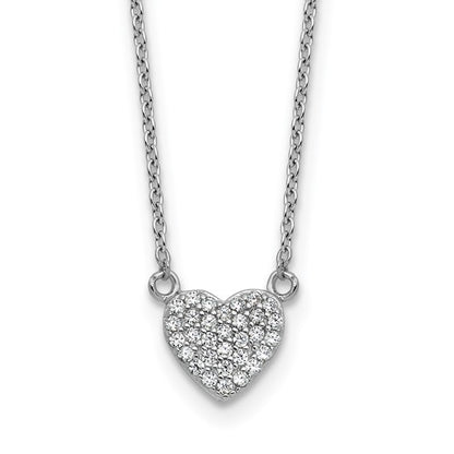 Sterling Silver Pave CZ Heart Necklace