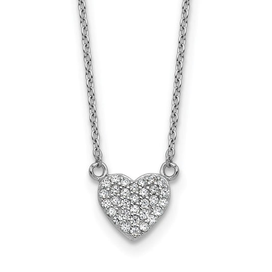 Sterling Silver Pave CZ Heart Necklace