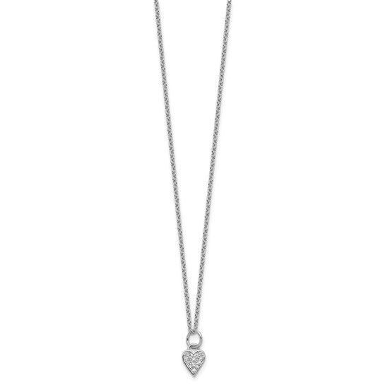 Sterling Silver Pave CZ Heart Necklace