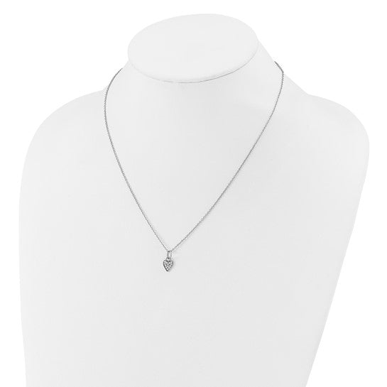 Sterling Silver Pave CZ Heart Necklace