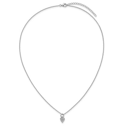 Sterling Silver Pave CZ Heart Necklace