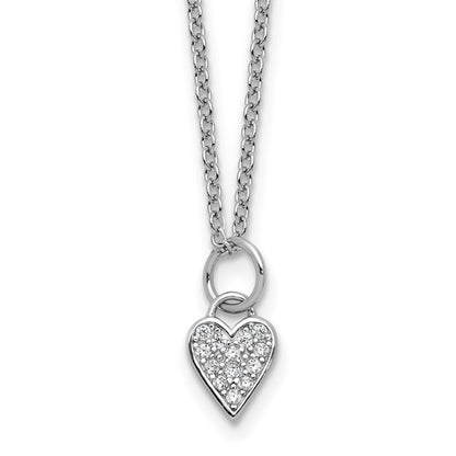 Sterling Silver Pave CZ Heart Necklace